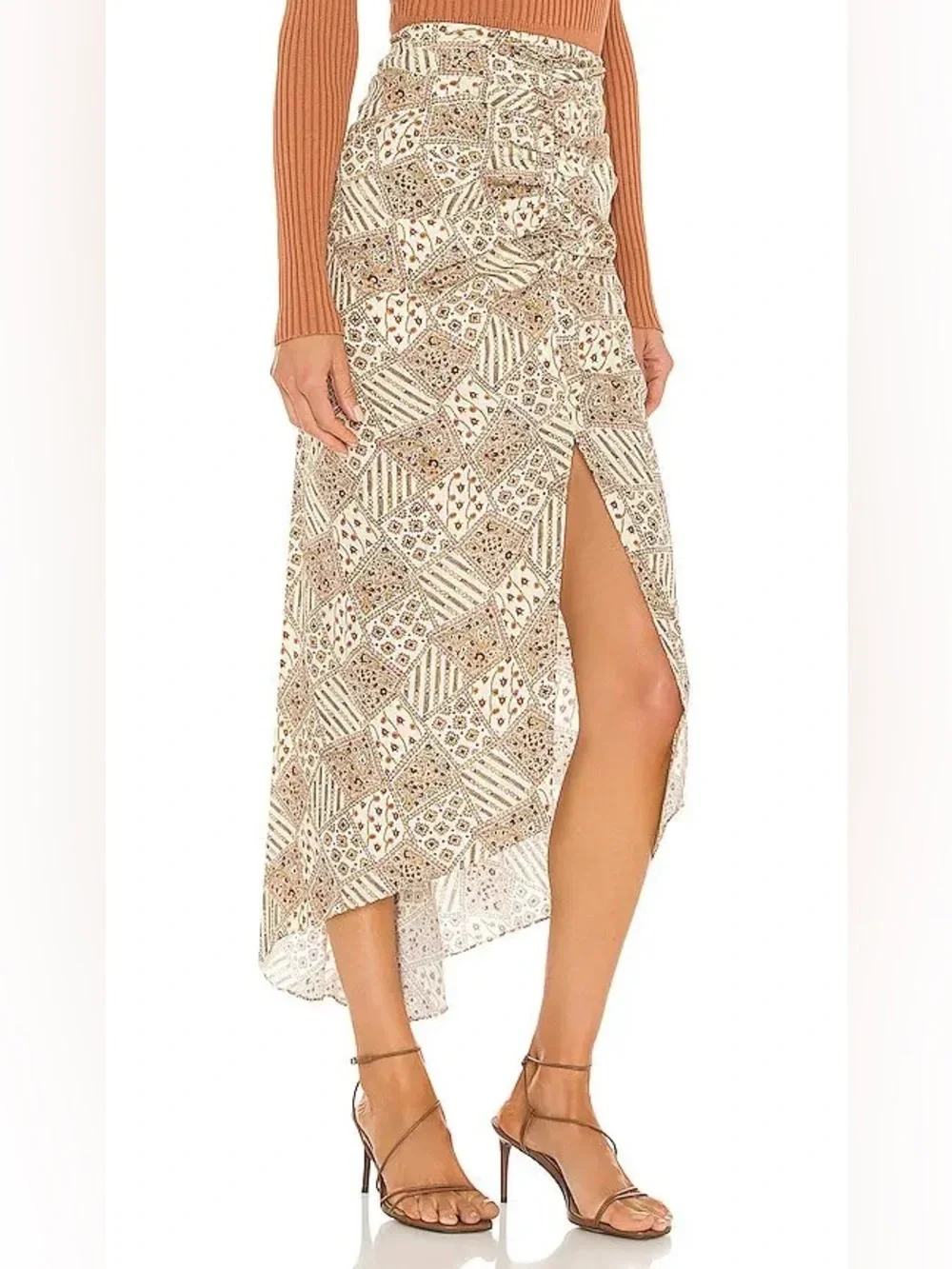 Veronica Beard Pixie Silk Blend Midi Skirt  | Patchwork Print | Size 8
